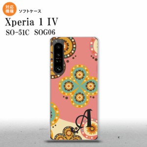 SO-51C SOG06 XPERIA 1 IV Xperia 1 IV スマホケース 背面ケースソフトケース エスニック 花柄 ピンク ベージュ +アルファベット メンズ 