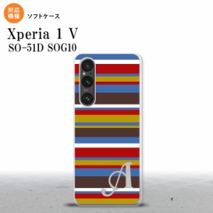 Xperia 1V Xperia 1V スマホケース 背面ケースソフトケース ボーダー ブルーブラウン +アルファベット 2023年 6月発売 nk-xp15-tp703i