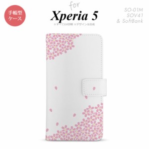 SO-01M SOV41 Xperia5 手帳型 スマホケース カバー SONY ソニー 桜 ピンク