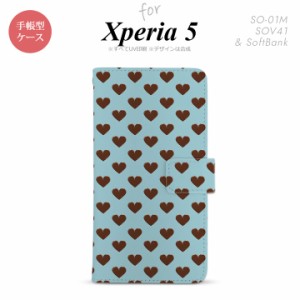 SO-01M SOV41 Xperia5 手帳型 スマホケース カバー SONY ソニー ハート 青