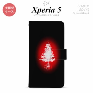SO-01M SOV41 Xperia5 手帳型 スマホケース カバー SONY ソニー ツリー 赤