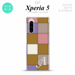 SO-01M SOV41 Xperia5 ケース ハードケース パッチワーク ミックスC ベージュ +アルファベット nk-xp5-1673i