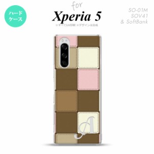 SO-01M SOV41 Xperia5 ケース ハードケース パッチワーク ミックスD 茶 +アルファベット nk-xp5-1674i