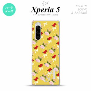 SO-01M SOV41 Xperia5 ケース ハードケース 花柄 バラ リボン 黄 +アルファベット nk-xp5-263i