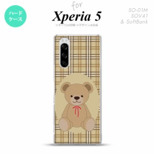 SO-01M SOV41 Xperia5 ケース ハードケース くま チェック 茶 nk-xp5-751