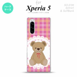 SO-01M SOV41 Xperia5 ケース ハードケース くま チェック レース ピンク nk-xp5-756