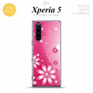 Xperia5 SO-01M SOV41 スマホケース ソフトケース 花柄 ガーベラ ピンク nk-xp5-tp066