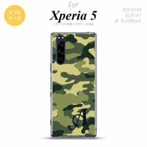 Xperia5 SO-01M SOV41 スマホケース ソフトケース ウッドランド 迷彩 A 緑 イニシャル nk-xp5-tp1157i