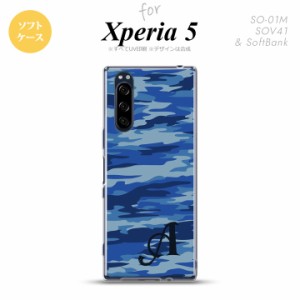 Xperia5 SO-01M SOV41 スマホケース ソフトケース タイガー 迷彩 A 青 イニシャル nk-xp5-tp1167i