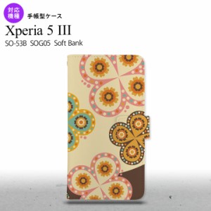 SO-53B SOG05 Xperia5?V 手帳型スマホケース カバー エスニック 花柄 ベージュ 茶 オススメ 人気 おしゃれ スマート シンプル  nk-004s-x