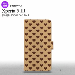 SO-53B SOG05 Xperia5?V 手帳型スマホケース カバー ハート 茶 オススメ 人気 おしゃれ スマート シンプル  nk-004s-xp53-dr171