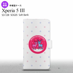 SO-53B SOG05 Xperia5?V 手帳型スマホケース カバー トナカイ ワッペン ピンク オススメ 人気 おしゃれ スマート シンプル  nk-004s-xp53