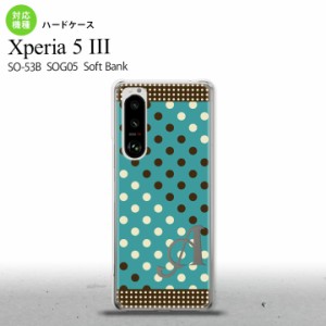 SO-53B SOG05 Xperia5?V ケース ハードケース ドット 水玉 C 青緑 茶 +アルファベット オススメ 人気 おしゃれ スマート シンプル nk-xp5