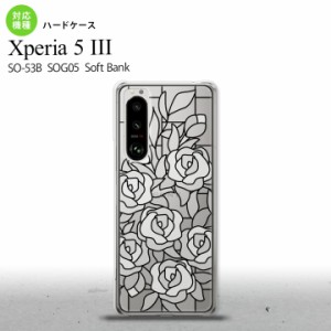 SO-53B SOG05 Xperia5III 背面ケース カバー ステンドグラス風 バラ ホワイト ステンドグラス風 オススメ 人気 おしゃれ スマート nk-xp5