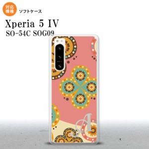 Xperia 5IV Xperia5IV スマホケース 背面ケースソフトケース エスニック 花柄 ピンク ベージュ +アルファベット 2022年 10月発売 nk-xp54