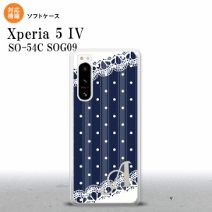 Xperia 5IV Xperia5IV スマホケース 背面ケースソフトケース ドット レース C 紺 +アルファベット 2022年 10月発売 nk-xp54-tp1612i