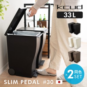 ゴミ箱 ダストボックス kcud クード 33L 同色2個セット 45L袋対応 大容量 日本製 おしゃれ 分別 ごみ箱 ふた付き キッチン スリム シンプ