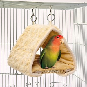 小鳥用布製ハウス！ほっととり暖 ・鳥たちの寝床 三角ハウスLサイズ [マルカン]MB-343