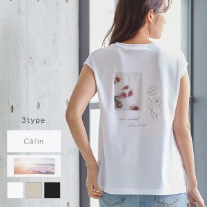 春新作 選べる3Typeプリントスリーブレストップス C5514 入荷済 レディース トップス Tシャツ ロゴ フォト プリント フレンチスリーブ sh