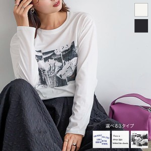 選べるプリント長袖Tシャツ C6342 入荷済 レディース 選べる ロンT 長袖 T シャツ カットソー ロゴ プリント フォト インナー