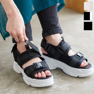 ベルクロ厚底サンダル I2485 入荷済 シューズ スニーカーサンダル ベルトサンダル スポサン ボリュームソール ボリュームサンダル