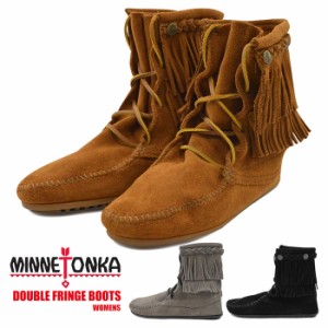 ミネトンカ ブーツ レディース ダブルフリンジ MINNETONKA DOUBLE FRINGE BOOT 靴 スウェード ブラック ブラウン 交換無料