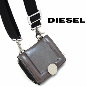 DIESEL ディーゼル レディース 財布 ショルダーストラップ付 ダークグレー/ブラック LORY X07742 P3897 ディーゼル レディース ディーゼ