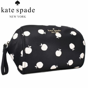Kate Spade ケイトスペード コスメポーチ ブラックマルチ  Chelsea Nylon Medium Cosmetic Case K8262 ドット  アップルプリント