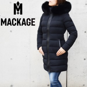 MACKAGE マッカージュ ダウンコート CALLA BX BLACK レディース ダウンジャケット フード付き 2way ファー 取り外し可 ラクーンファー付