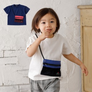 ベビー服  LB CLUB サコッシュ付き Tシャツ 赤ちゃん キッズ 保育園  半袖 夏 男の子 女の子 トップス 白 ネイビー 夏 オシャレ