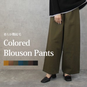 ワイドパンツ 裏起毛 微起毛 パンツ レディース 大きいサイズ あったかい 防寒 ウエストゴム ストレート ゆったり 脚長 美脚 秋 冬 S M L