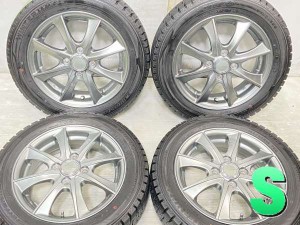 【中古】ダンロップ ウィンターマックス WM02 155/65R14 　 LEBEN 14インチ 100-4穴 4本 中古タイヤ・スタッドレスタイヤ