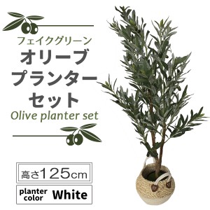 フェイクグリーン オリーブ 125cm 大型 鉢付き 観葉植物フェイク 人工観葉植物 人工観葉樹 観葉植物 シンプル オフィス おしゃれ 水やり