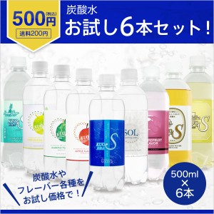 強炭酸水 お試しセット KUOS-クオス フレーバー シリカ炭酸水 500ml×6本 プレーン アップル カボス シークワーサー ラムネ ビア ハイボ