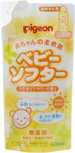  ピジョン　赤ちゃんの柔軟剤 ベビーソフタ― ひだまりフラワーの香り 詰めかえ用500ml 【メール便】送料無料 赤ちゃん ベビー 柔軟剤 お