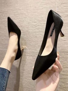 ハイヒール　春秋　新しいデザイン　作業靴　女性　何でも似合う　靴　ヒント　細いヒール　法
