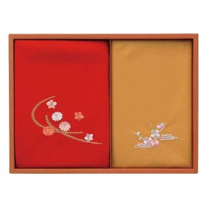 洛北 刺繍入り二巾風呂敷&金封包み / 赤 / 金茶 250-50A 内祝い 結婚内祝い 出産内祝い おしゃれ 贈り物 ギフト