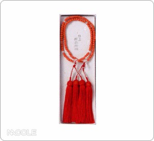 (数珠・念珠)女性用赤ラクト振分(紙箱)(内祝い ギフト 贈り物 お返し)