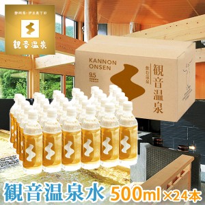 観音温泉水 500ml×24本入り ミネラルウォーター 1ケース 国産天然水 飲む温泉水 シリカ水 飲泉 超軟水 強アルカリ天然水 国内天然水 ペ