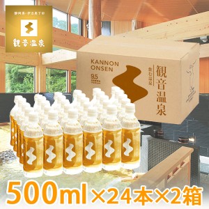 観音温泉水 ペットボトル 500ml×24本入り×2箱=計48本 ミネラルウォーター 国産天然水 飲む温泉水 2ケース 飲泉 シリカ水 シリカウォー