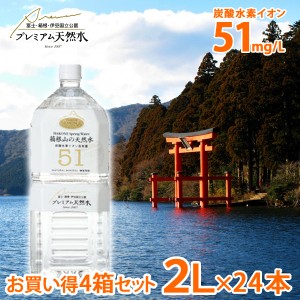 お買い得4箱セット 箱根山の天然水51 プレミアム天然水 2L×24本(国内ミネラルウォーター 飲む温泉水 箱根の天然水 炭酸水素イオン 備蓄