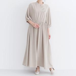 宅配便送料無料 Merlot Plus メルロー プリュス 97 チャイナボタン バックリボン ワンピース ロング丈 七分丈 シンプル 無地の通販はau Wowma ワウマ Select Shop Hooga 商品ロットナンバー