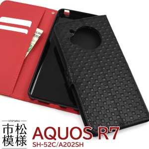 aquos r7 ケース 手帳型 レザー 市松模様 チェック柄 aquosr7 sh-52c a202sh sh52c 手帳型ケース かわいい 可愛い おしゃれ 手帳ケース 