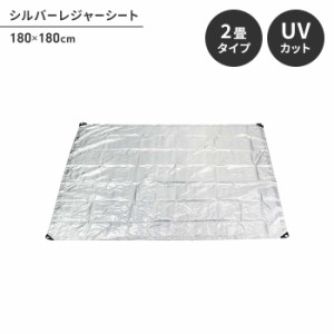 シート レジャーシート 約2畳 敷物 ピン6本付 180×180cm 防水用カバー UVカットマット キャンプ アウトドア フロア 床 シルバー