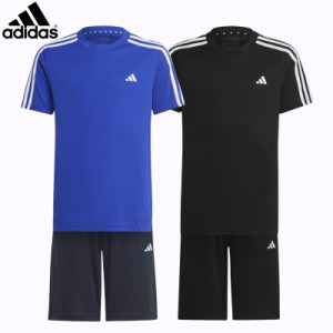 アディダス adidas キッズ ジュニア 上下セット スポーツ ウェア 運動 半袖 U TR-ES 3S Tシャツ&ショーツセット IC5669 IC5670 黒 青