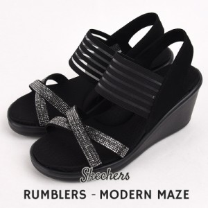 スケッチャーズ SKECHERS レディース サンダル ウェッジソール カジュアル ファッション RUMBLERS - MODERN MAZE 31587 BLK 黒