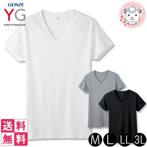 グンゼ YG ワイジー メンズ コットン100% 半袖 VネックTシャツ YV0015V M/L/LL/3L おためし