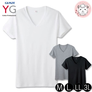グンゼ YG ワイジー メンズ コットン100% 半袖 VネックTシャツ YV0015V M/L/LL/3L