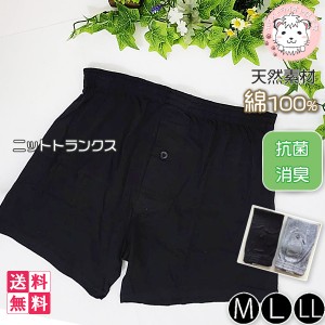 ニットトランクス メンズ 綿100% ニット トランクス 抗菌防臭加工 無地 前開き ボタン付き パンツ M/L/LL おためし