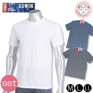 tシャツ 2枚セット半袖 メンズ クルーネック Tシャツ エドウィン EDWIN 丸首Tシャツ M/L/LL